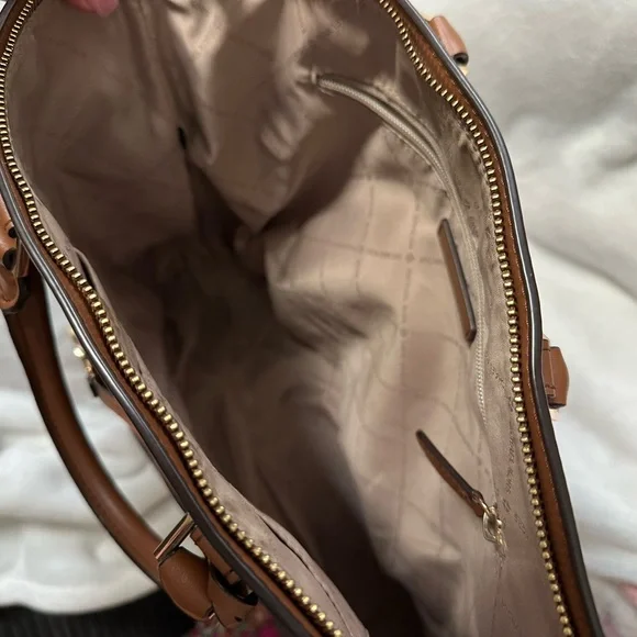 Michael Kors Brown and Tan Signature Messenger Bag with Cream Strap - Picture 4 of 11